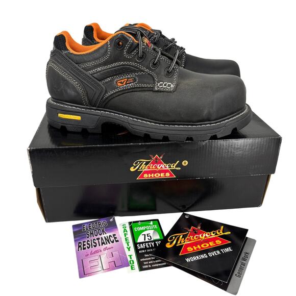 Thorogood Other - Thorogood Oxford Safety Shoes Mens Size 8.5 Black Leather Composite Toe ASTM EH